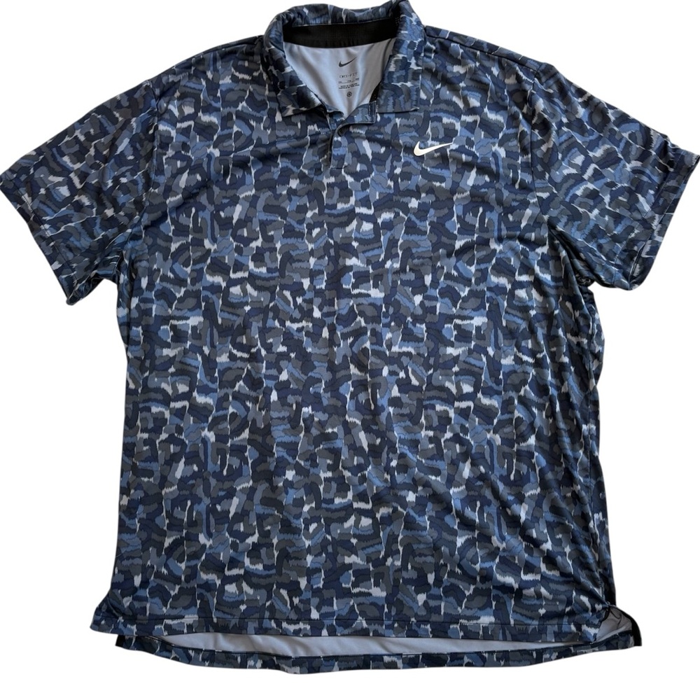 Nike Dri-Fit Tour Confetti Blue Gray Polo Golf Shirt XXL‎